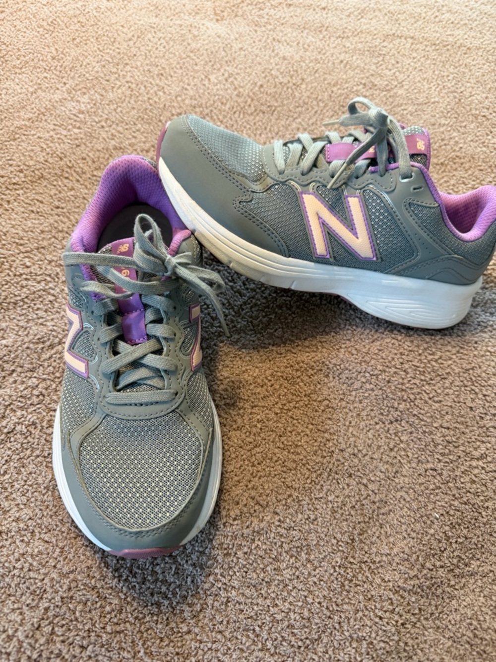 Like New new Balance Gray Sneakers with Purple Accent